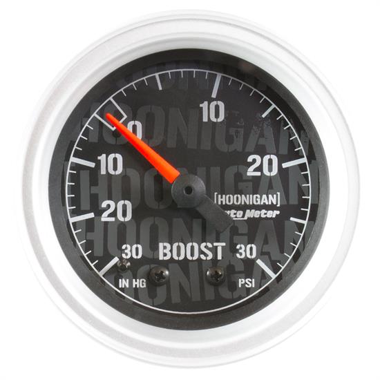 Auto Meter 4303-09000 Hoonigan Boost/Vacuum Gauge, 2-1/16, 30 PSI, Flat