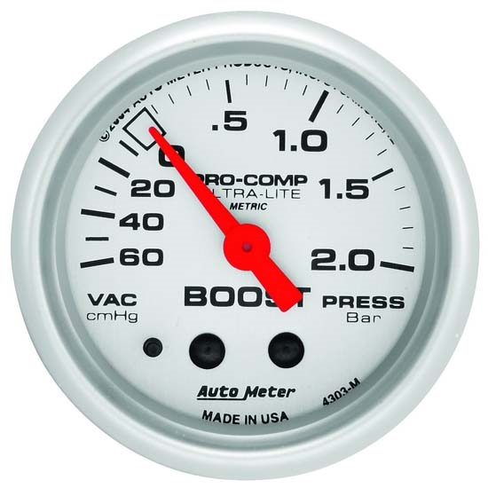 Auto Meter 4303-M Ultra-Lite Mechanical Boost/Vacuum Gauge, 2-1/16 In.