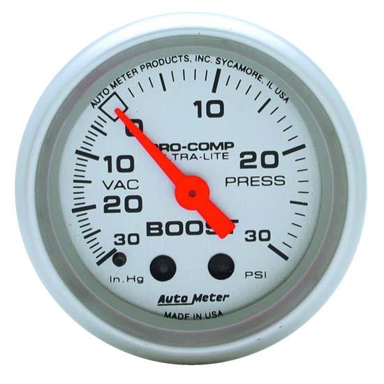 Auto Meter 4303 Ultra-Lite Mechanical Boost/Vacuum Gauge, 2-1/16 Inch