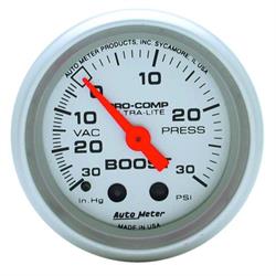 AutoMeter 4303 Ultra-Lite Mechanical Boost/Vacuum Gauge, 2-1/16