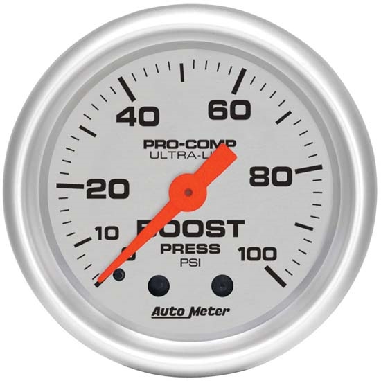 Auto Meter 4306 Ultra-Lite Mechanical Boost Gauge, 100 PSI, 2-1/16 In.
