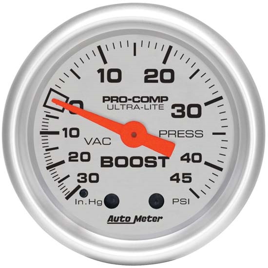 Auto Meter 4308 Ultra-Lite Mechanical Boost/Vacuum Gauge, 2-1/16 Inch