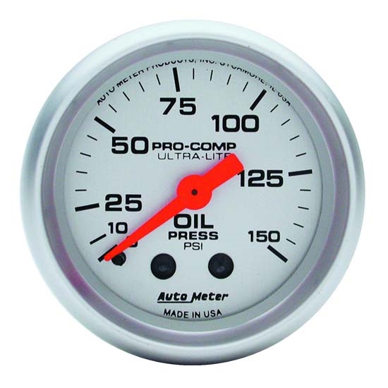 Auto Meter 4323 Ultra-Lite Mech Oil Pressure Gauge, 150 PSI, 2-1/16