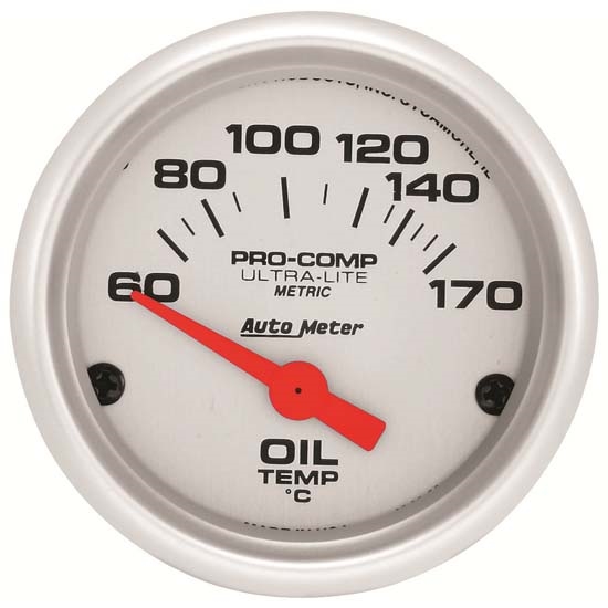 Auto Meter 4348-M Ultra-Lite Air-Core Oil Temperature Gauge, 2-1/16