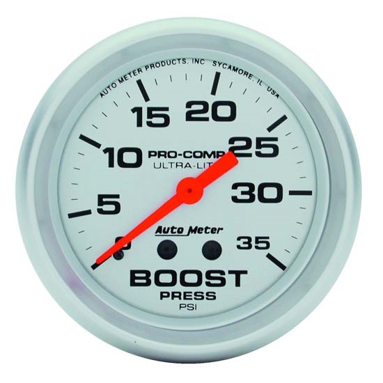 Auto Meter 4404 Ultra-Lite Mechanical Boost Gauge, 35 PSI, 2-5/8 Inch