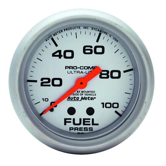 Auto Meter 4412 Ultra-Lite Mech Fuel Pressure Gauge, 100 PSI, 2-5/8