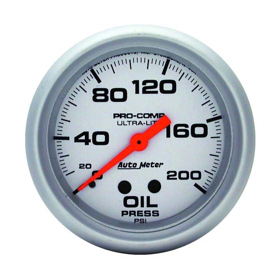Auto Meter 4422 Ultra-Lite Mech Oil Pressure Gauge, 200 PSI, 2-5/8