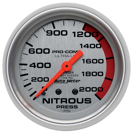 Auto Meter 4428 Ultra-Lite Mech Nitrous Pressure Gauge, 2000PSI, 2-5/8