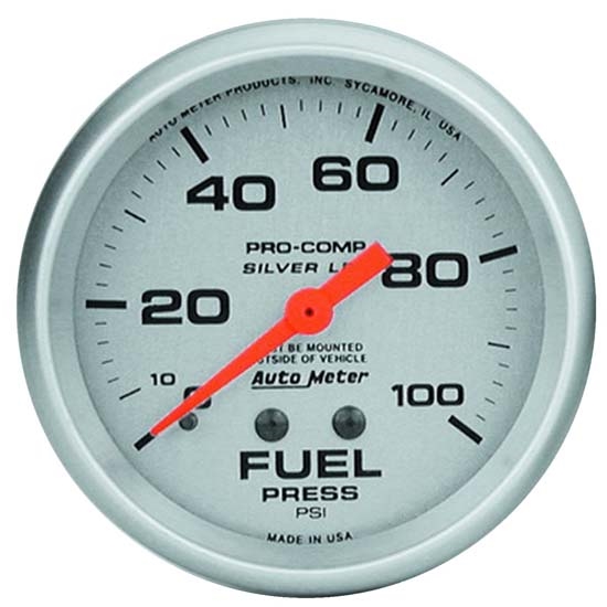AutoMeter 4612 Ultra-Lite Mech Fuel Press. Gauge, 100 PSI,2-5/8