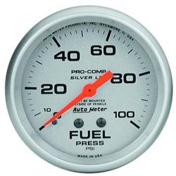 AutoMeter 4612 Ultra-Lite Mech Fuel Press. Gauge, 100 PSI,2-5/8