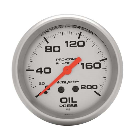 Auto Meter 4622 Ultra-Lite Mech Oil Pressure Gauge, 200 PSI, 2-5/8
