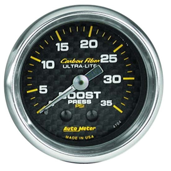 Auto Meter 4704 Carbon Fiber Mechanical Boost Gauge, 2-1/16 In.