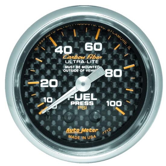 Auto Meter 4712 Carbon Fiber Mechanical Fuel Pressure Gauge