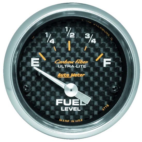AutoMeter 4716 Carbon Fiber Air-Core Fuel Level Gauge,2-1/16 Inch
