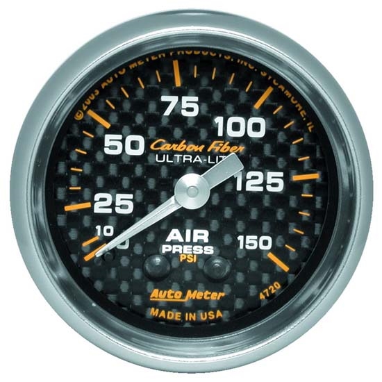 Auto Meter 4720 Carbon Fiber Mechanical Air Pressure Gauge, 2-1/16 In.