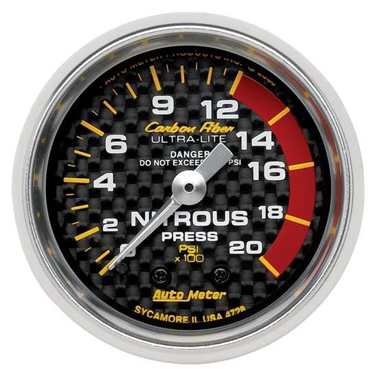 Auto Meter 4728 Carbon Fiber Mechanical Nitrous Pressure Gauge
