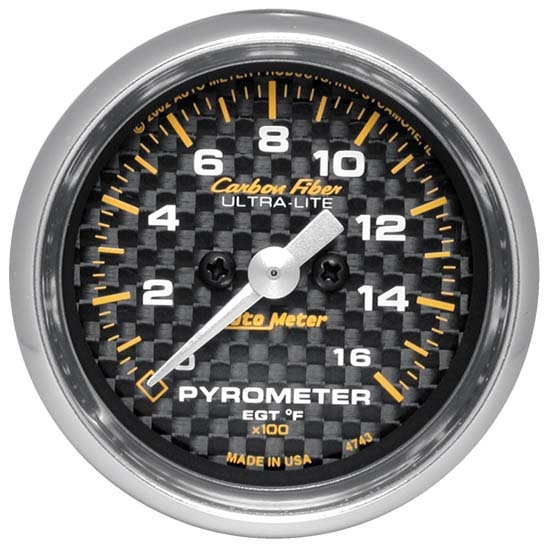 Auto Meter 4744 Carbon Fiber Digital Stepper Motor Pyrometer Gauge