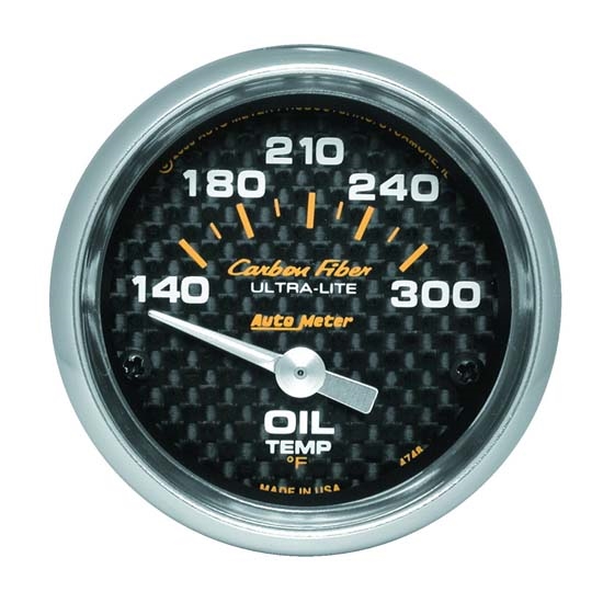 Auto Meter 4748 Carbon Fiber Air-Core Oil Temperature Gauge, 2-1/16 In