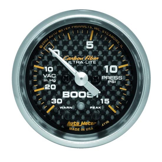 Auto Meter 4776 Carbon Fiber Digital Stepper Motor Boost/Vacuum Gauge