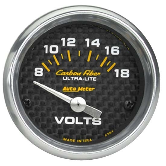 Auto Meter 4791 Carbon Fiber Air-Core Voltmeter Gauge, 2-1/16 Inch