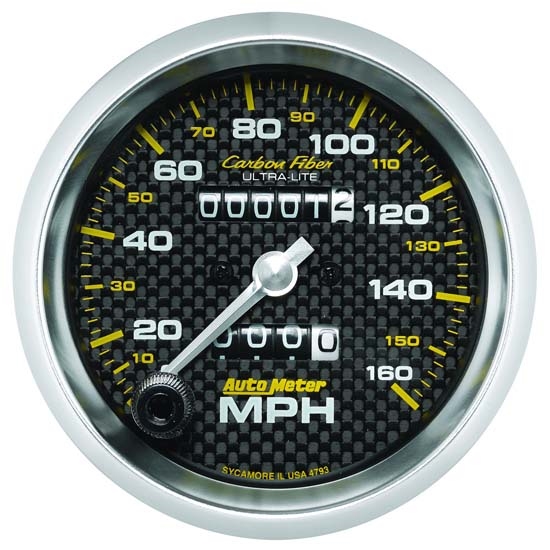 Auto Meter 4793 Carbon Fiber Mechanical Speedometer Gauge, 3-3/8 Inch