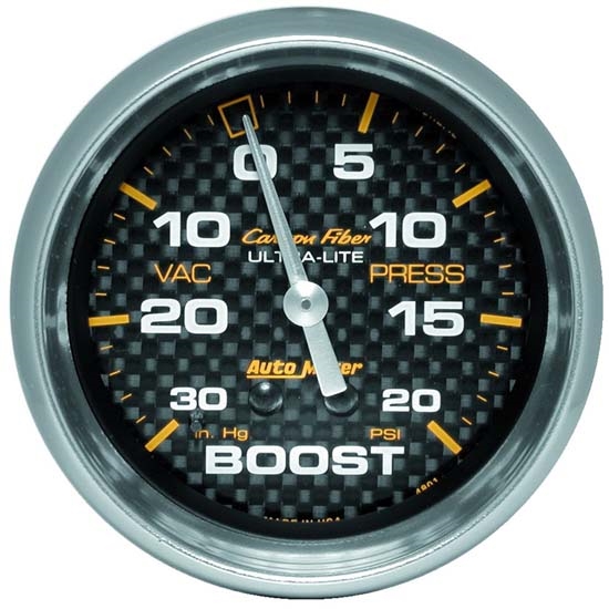 Auto Meter 4801 Carbon Fiber Mechanical Boost/Vacuum Gauge, 2-5/8 Inch