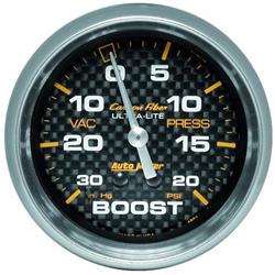 AutoMeter 4801 Carbon Fiber Mechanical Boost/Vacuum Gauge, 2-5/8