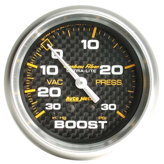 Auto Meter 4803 Carbon Fiber Mechanical Boost/Vacuum Gauge, 2-5/8 Inch
