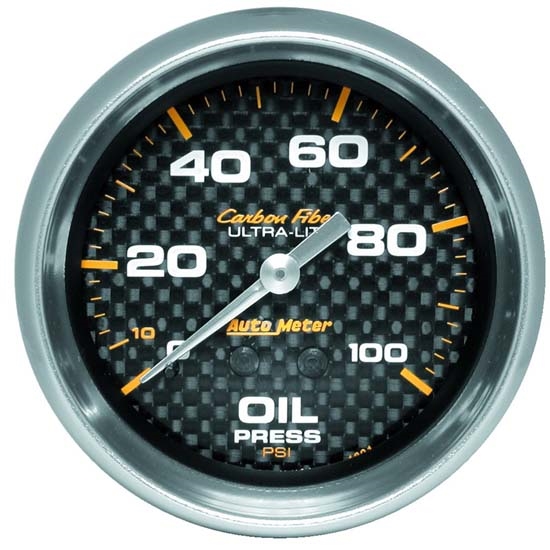 Auto Meter 4821 Carbon Fiber Mechanical Oil Pressure Gauge, 2-5/8 Inch
