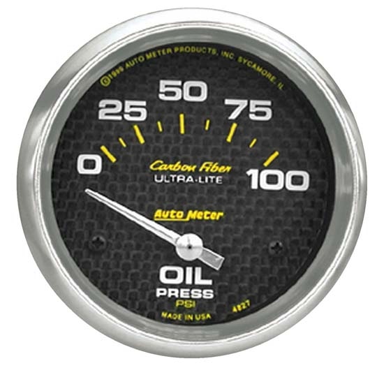 Auto Meter 4827 Carbon Fiber Air-Core Oil Pressure Gauge, 2-5/8 Inch