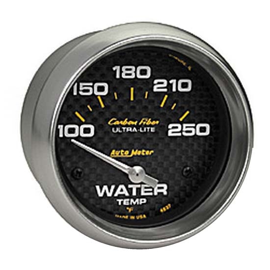 Auto Meter 4837 Carbon Fiber Air-Core Water Temperature Gauge