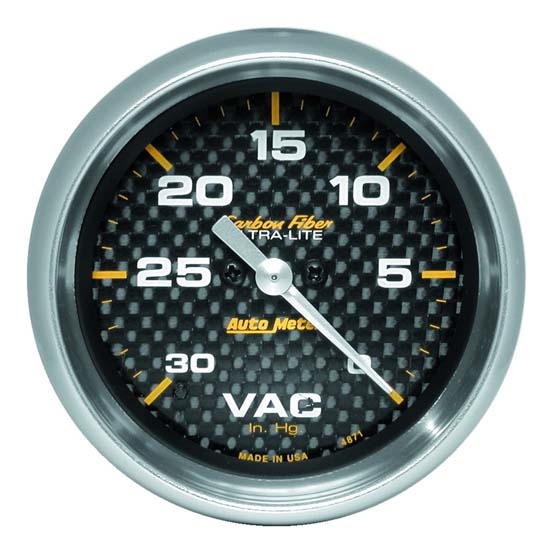 Auto Meter 4871 Carbon Fiber Digital Stepper Motor Vacuum Gauge
