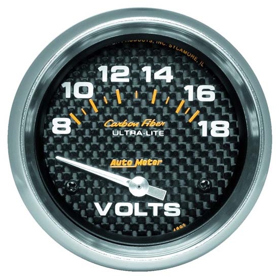 Auto Meter 4891 Carbon Fiber Air-Core Voltmeter Gauge, 2-5/8 Inch