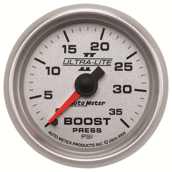 Auto Meter 4904 Ultra-Lite II Mechanical Boost Gauge, 35 PSI, 2-1/16
