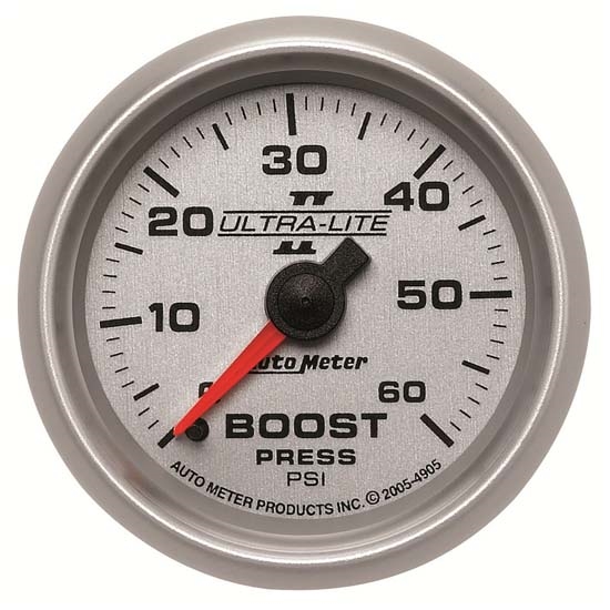 Auto Meter 4905 Ultra-Lite II Mechanical Boost Gauge, 60 PSI, 2-1/16