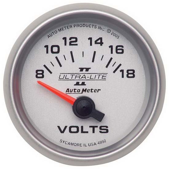 Auto Meter 4992 Ultra-Lite II Air-Core Voltmeter Gauge, 2-1/16 Inch