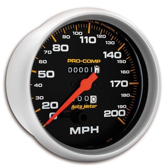Auto Meter 5156 Pro-Comp Mechanical Speedometer, 200 MPH, 5 Inch