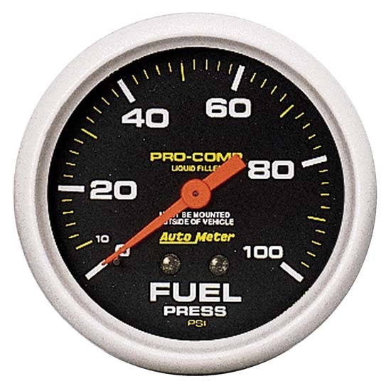 Auto Meter 5412 Pro-Comp Mechanical Fuel Pressure Gauge,100 PSI, 2-5/8