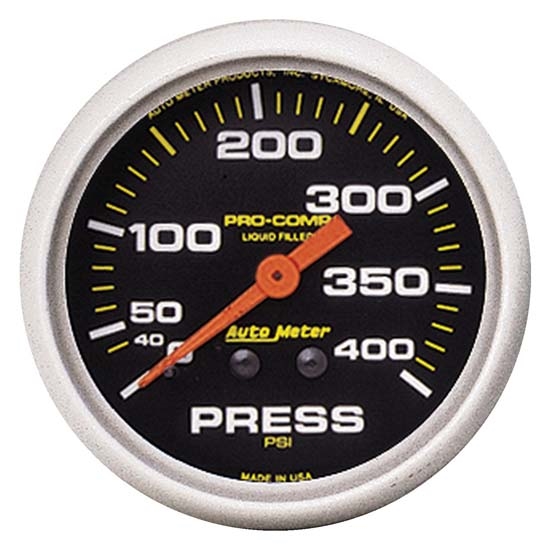 Auto Meter 5424 Pro-Comp Mechanical Pressure Gauge, 400 PSI, 2-5/8 In.