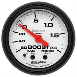 AutoMeter 5703-M Phantom Mechanical Boost/Vacuum Gauge, 2-1/16