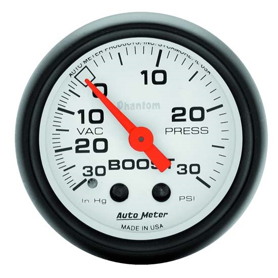 Auto Meter 5703 Phantom Mechanical Boost/Vacuum Gauge, 2-1/16 Inch