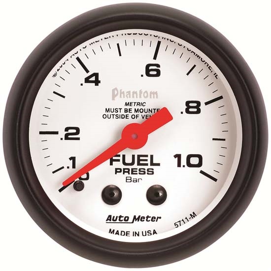 Auto Meter 5711-M Phantom Mechanical Fuel Pressure Gauge, 2-1/16 Inch
