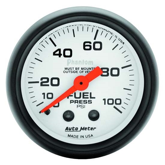 Auto Meter 5712 Phantom Mechanical Fuel Pressure Gauge, 2-1/16 Inch
