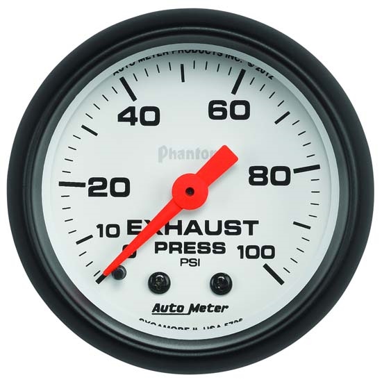 Auto Meter 5726 Phantom Mechanical Exhaust Pressure Gauge, 100 PSI