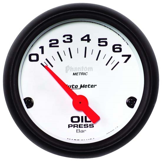 Auto Meter 5727-M Phantom Air-Core Electric Oil Pressure Gauge, 2-5/8