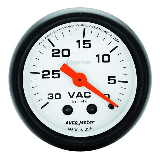 Auto Meter 5784 Phantom Mechanical Vacuum Gauge, 2-1/16 Inch