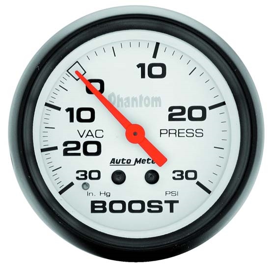Auto Meter 5803 Phantom Mechanical Boost/Vacuum Gauge, 2-5/8 Inch