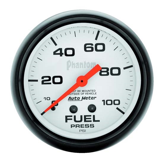 Auto Meter 5812 Phantom Mechanical Fuel Pressure Gauge, 100 PSI, 2-5/8