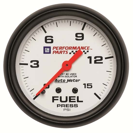 Auto Meter 5813-00407 GM White Mechanical Fuel Press Gauge w/Isolator