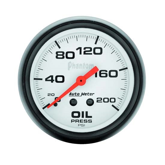 Auto Meter 5822 Phantom Mechanical Oil Pressure Gauge, 200 PSI, 2-5/8